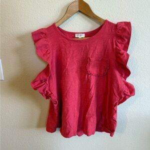 Umgee Pink Ruffle Sleeve Blouse